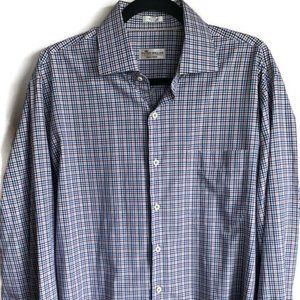 Peter Millar Crown Finish 100% Cotton Long Sleeve Plaid Men's Large